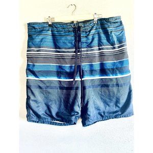 OP SWIM TRUNKS XXL (44-46) DRAWSTRING BLACK AND GRAY 10" Seam